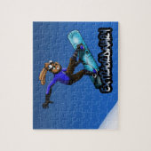 ウサギとスノーボード ジグソーパズル (縦)