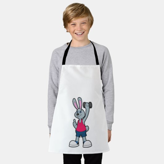 ウサギとダンベルフィットネス エプロン (着用した状態)