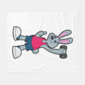 ウサギとダンベルフィットネス フリースブランケット (正面(横))