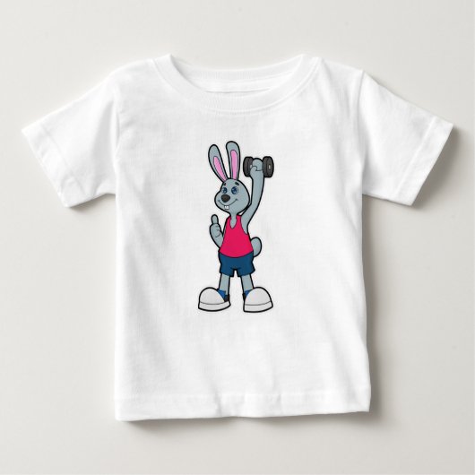 ウサギとダンベルフィットネス ベビーTシャツ (正面)