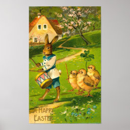 ウサギとチックスとのイースターパレードヴィンテージ ポスター