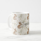 ウサギとデイジーの花 コーヒーマグカップ (正面左)