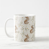 ウサギとデイジーの花 コーヒーマグカップ (左)