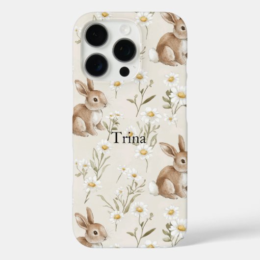 ウサギとデイジーの花 Case-Mate iPhoneケース (裏面)