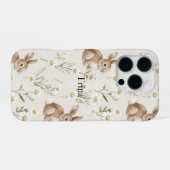 ウサギとデイジーの花 iPhoneケース (裏面横)