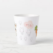 ウサギとニンジンの可愛いマグカップ | かわいいウサギ カフェラテマグ (正面)
