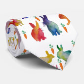 ウサギとニンジンの水色アートタイ ネクタイ (ロール)