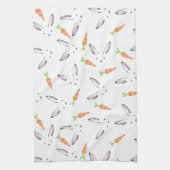 ウサギとニンジン茶タオル キッチンタオル (縦)