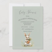 ウサギとニンジン＆花のベビーシャワー 招待状 (正面)