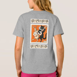 ウサギとネコの踊りと音楽 Tシャツ