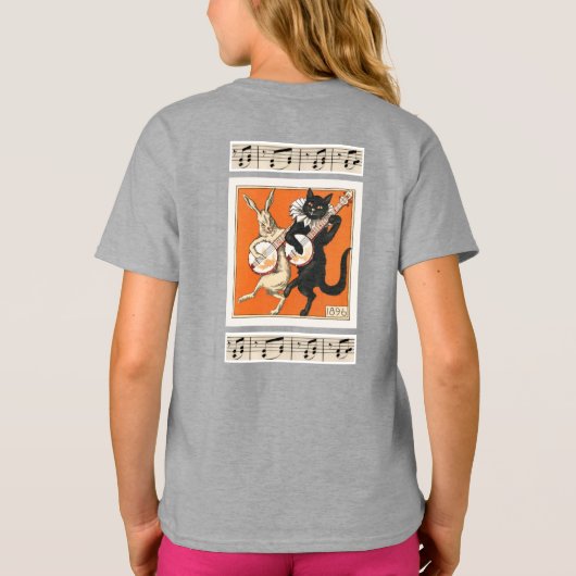 ウサギとネコの踊りと音楽  Tシャツ (裏面)