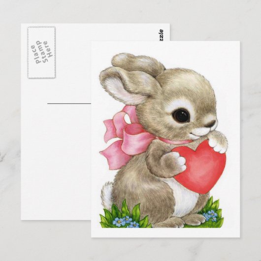 ウサギとハート – はがき (正面/裏面)