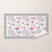 ウサギとバニー、花のパターン灰色の母の日 バスタオルセット (ハンドタオル)