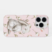 ウサギとバラの花束 iPhoneケース (裏面横)