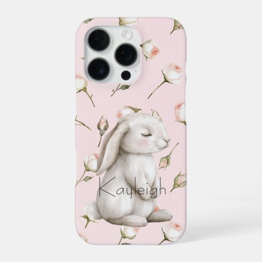 ウサギとバラの花束 iPhoneケース (裏面)