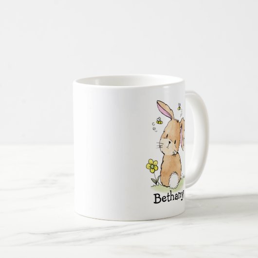 ウサギとビーパーソナライズされたズ コーヒーマグカップ (正面右)