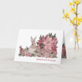 ウサギとピンクの花年賀状 カード (黄色い花)