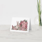 ウサギとポインセチアの花のブランクカード サンキューカード (正面)