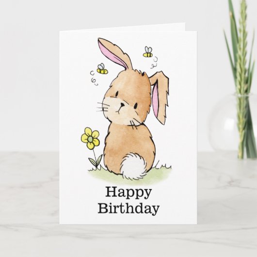 ウサギとミツバチの誕生日 カード (正面)