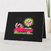 ウサギとヤギが乗ったピックアップトラックのイースターエッグの木の下 カード (裏面)
