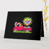 ウサギとヤギが乗ったピックアップトラック イースターエッグ ツリー フル カード (黄色い花)
