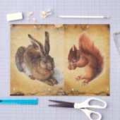 ウサギとリスとナッツの羊毛 薄葉紙 (クラフト)