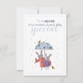 ウサギとロビンの母の日の娘からのプレゼント サンキューカード (正面)