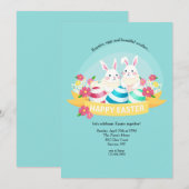 ウサギと卵のイースター招待状 招待状 (正面/裏面)