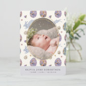 ウサギと卵の女の子の写真 出生発表 招待状 (スタンド正面)