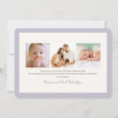 ウサギと卵の女の子の写真 出生発表 招待状 (裏面)