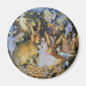 ウサギと妖精のヴィンテージおとぎ話の芸術。 マグネット (正面)