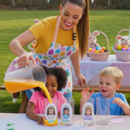 ウサギと子供、子供、写真、名前、イースター ガラス缶
