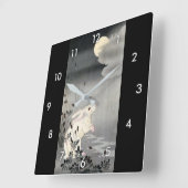 ウサギと月、小原古邨のウサギおよび月、Ohara Koson、Ukiyo-e スクエア壁時計 (傾斜)