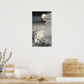 ウサギと月, 小原古邨 Rabbit and Moon, Ohara Koson, Ukiyo-e ポスター (キッチン)