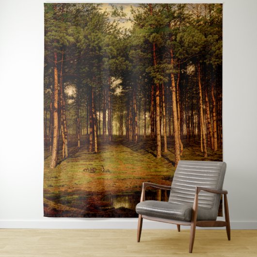 ウサギと松の森のプッテ ジャン・ラモリニエール タペストリー (インサイチュ)