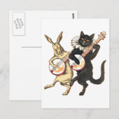 ウサギと猫はがき ポストカード (正面/裏面)