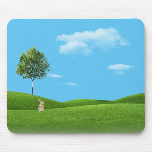 ウサギと緑の丘 マウスパッド (正面)