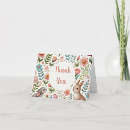 ウサギと花の感謝 サンキューカード