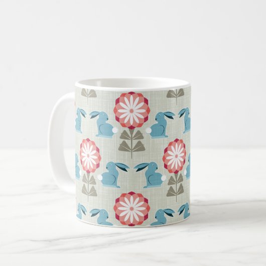 ウサギと花 コーヒーマグカップ (正面左)