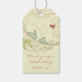 ウサギと花Neutralありがとう赤ちゃんシャワー ギフトタグ