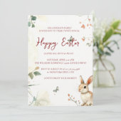 ウサギと蝶々のかわいいお花のハッピーイースター 招待状 (スタンド正面)