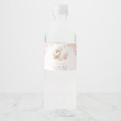 ウサギと蝶とピンクの花 初誕生日 ペットボトルラベル (正面)
