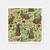 ウサギと野草の蜜緑 スタンダードカクテルナプキン (正面)