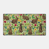 ウサギと野草の蜜緑 デスクマット (正面)