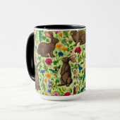 ウサギと野草の蜜緑 マグカップ (正面左)