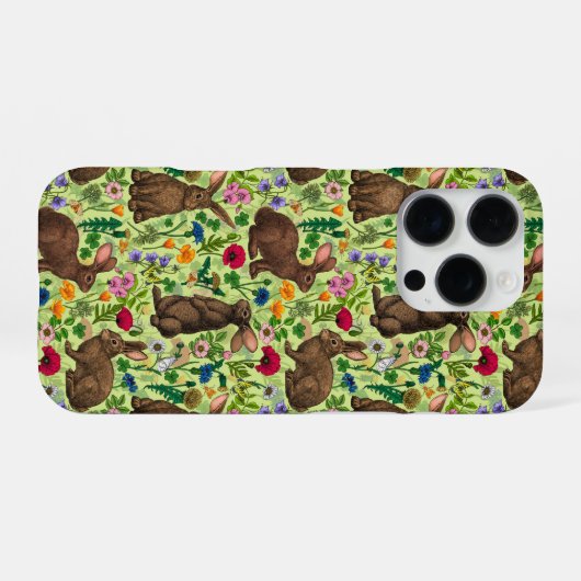 ウサギと野草の蜜緑 iPhoneケース (裏面横)