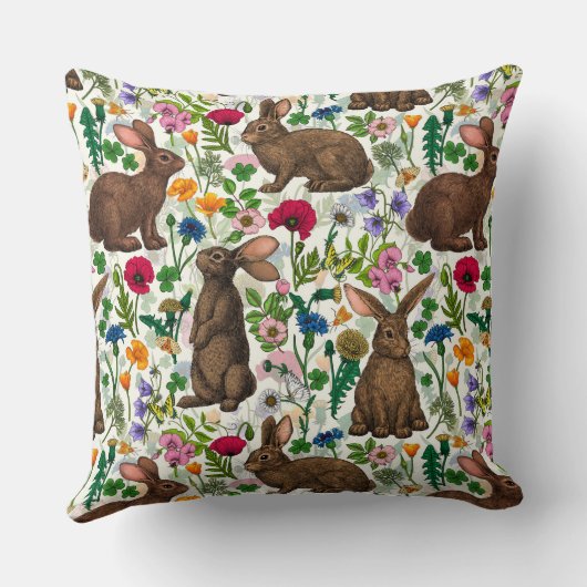 ウサギと野草 クッション (裏面)
