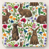 ウサギと野草 コースター (正面)