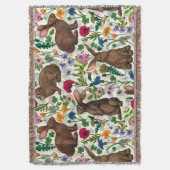 ウサギと野草 スローブランケット (正面縦)