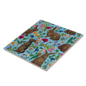 ウサギと野草 タイル (側面)